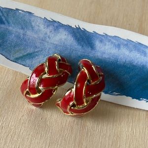 Napier- Red and Gold Braided style earrings